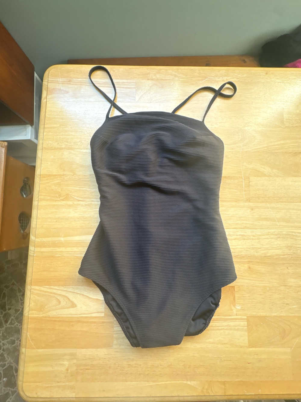 George Black Ribbed Strappy one piece